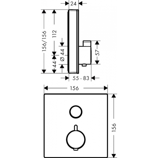 Термостатический смеситель встраиваемый HANSGROHE ShowerSelect Glass 15737400 С ВНУТРЕННЕЙ ЧАСТЬЮ