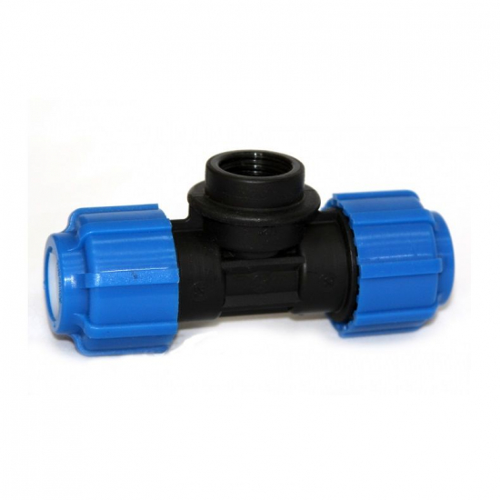 Тройник полиэтиленовый ТПК-АКВА 40х3/4''х40 с внутренней резьбой обжимной на трубу 52403440