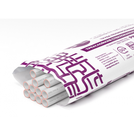 Труба полипропиленовая ПОЛИТЭК 40x5.5 SDR 7.4 PN20 армированная стекловолокном, белая 4 м