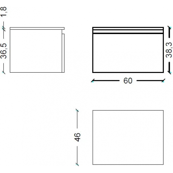 Тумба Armadi Art Flat Valessi Uno-S 60 антрацит матовый