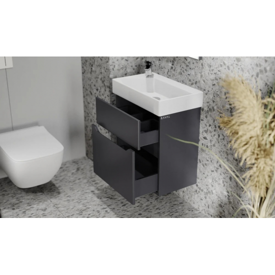 Тумба c раковиной RAVAL Brik 55, подвесная, антрацит