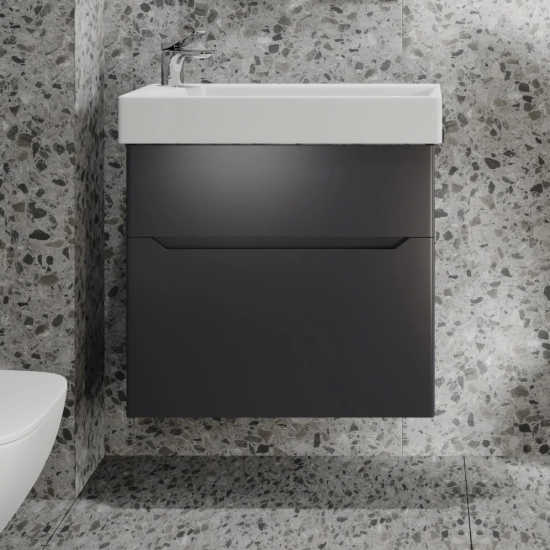 Тумба c раковиной RAVAL Brik 65, подвесная, антрацит