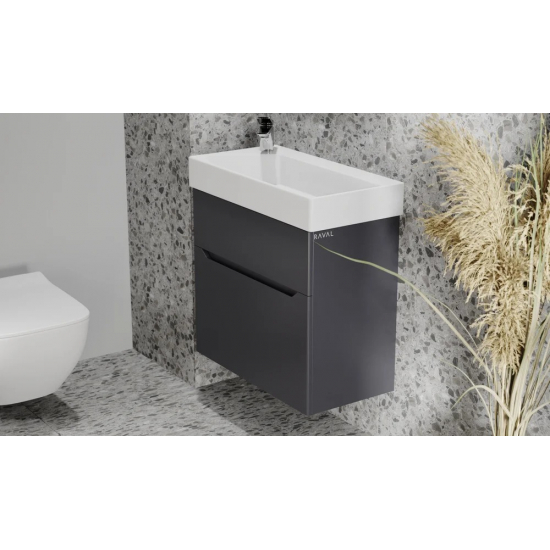 Тумба c раковиной RAVAL Brik 65, подвесная, антрацит