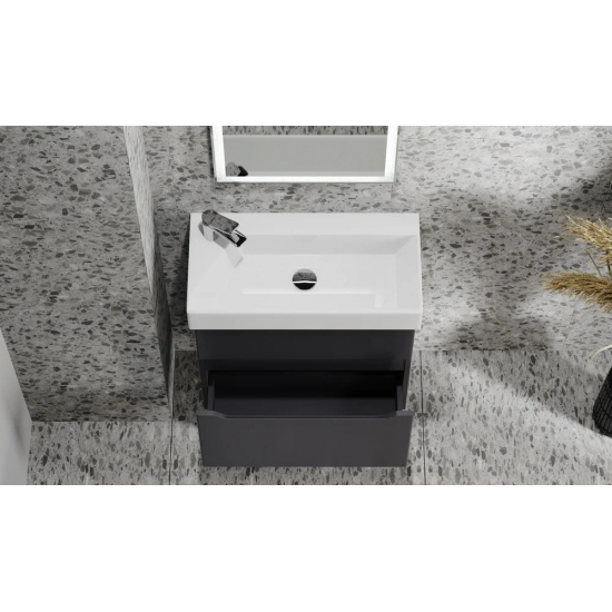 Тумба c раковиной RAVAL Brik 65, подвесная, антрацит