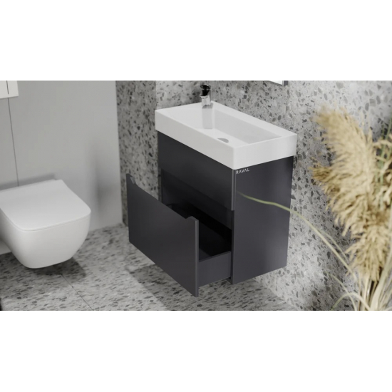Тумба c раковиной RAVAL Brik 65, подвесная, антрацит