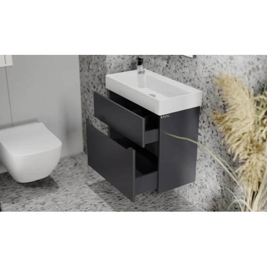 Тумба c раковиной RAVAL Brik 65, подвесная, антрацит
