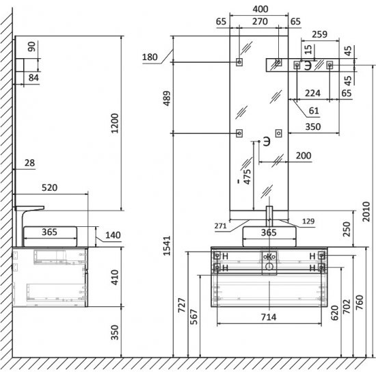 Тумба c раковиной RAVAL Decent 80 антрацит