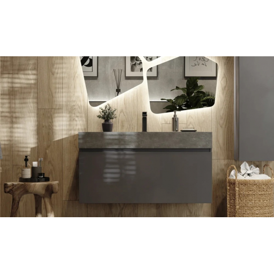 Тумба c раковиной RAVAL Facet 100 антрацит