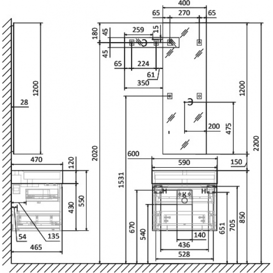 Тумба c раковиной RAVAL Forest 60 дуб орлеан