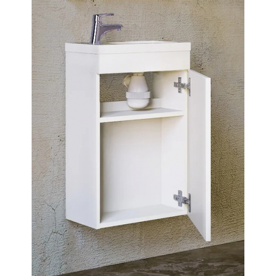 Тумба c раковиной RAVAL Kub 40 белая, подвесная