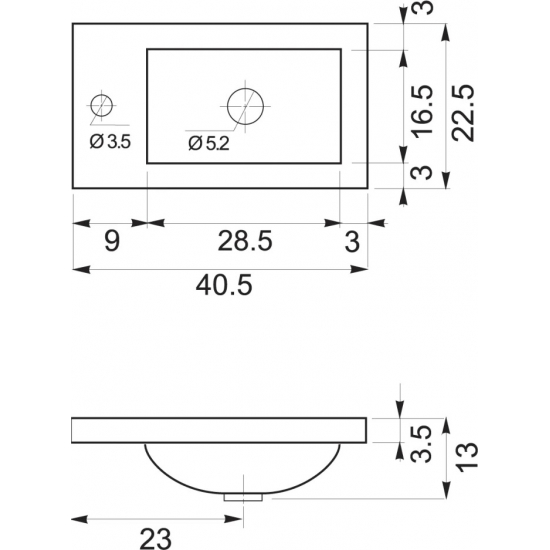 Тумба c раковиной RAVAL Kub 40 белая, подвесная