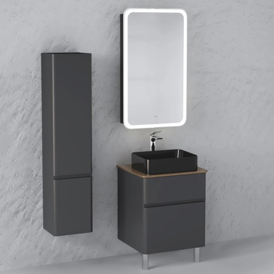 Тумба c раковиной RAVAL Morelle 60, напольная, антрацит, трюфель
