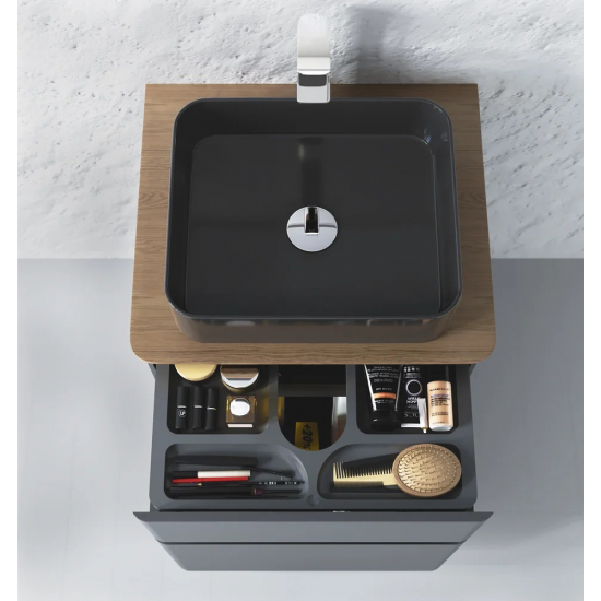 Тумба c раковиной RAVAL Morelle 60, напольная, антрацит, трюфель