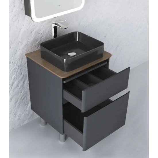 Тумба c раковиной RAVAL Morelle 60, напольная, антрацит, трюфель