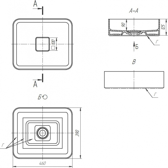 Тумба c раковиной RAVAL Morelle 60, напольная, белая, охра