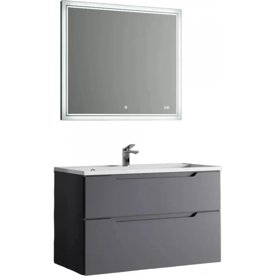 Тумба c раковиной RAVAL Wector 100, подвесная, антрацит