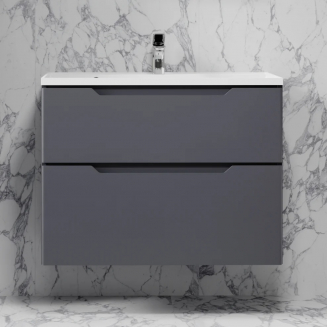 Тумба c раковиной RAVAL Wector 80, подвесная, антрацит