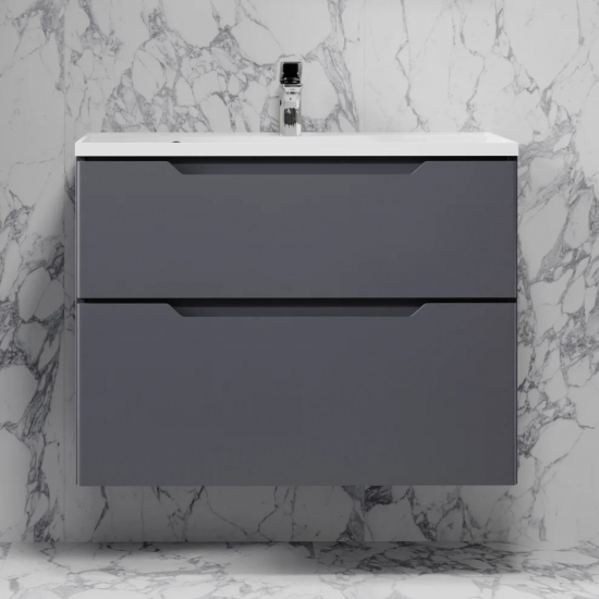 Тумба c раковиной RAVAL Wector 80, подвесная, антрацит