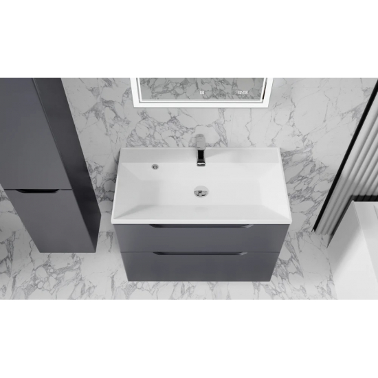 Тумба c раковиной RAVAL Wector 80, подвесная, антрацит