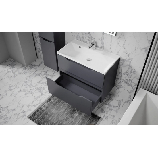 Тумба c раковиной RAVAL Wector 80, подвесная, антрацит