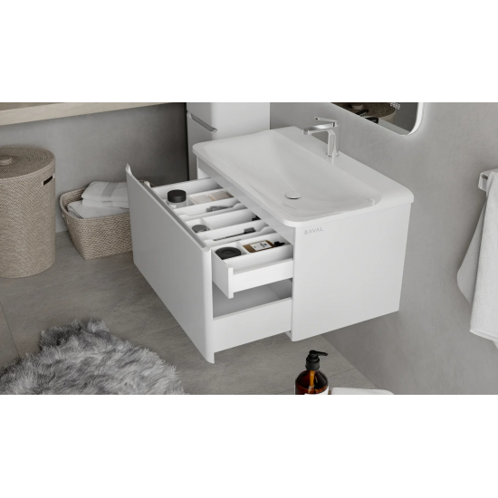 Тумба c раковиной RAVAL Welto 80, подвесная, белая