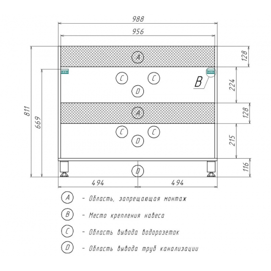 Тумба для комплекта AURA Андрея 100-2 напольная, белая