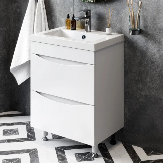 Тумба для комплекта AURA Андрея 58-2 напольная, белая 