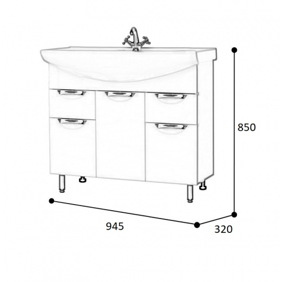 Тумба для комплекта AURA Люкс 100-2 напольная, белая