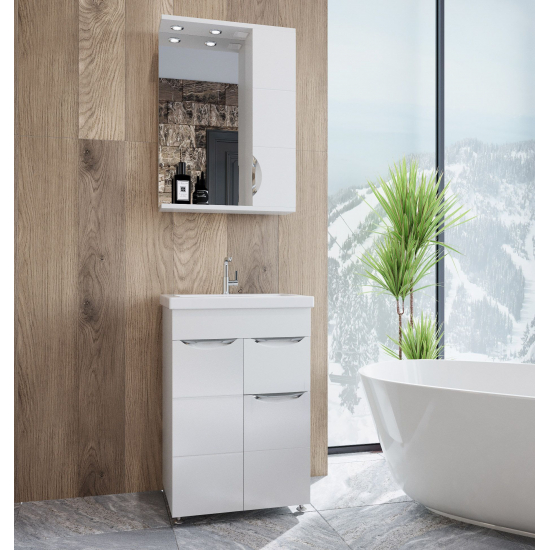 Тумба для комплекта AURA Техно 60-1 напольная, белая