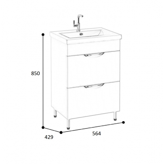 Тумба для комплекта AURA Техно 60-2 напольная, белая