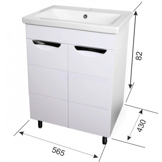 Тумба для комплекта AURA Техно 60 напольная, белая