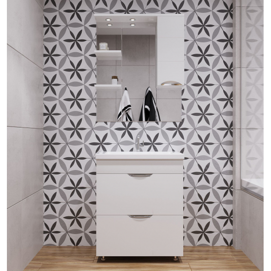 Тумба для комплекта AURA Техно 80-2 напольная, белая