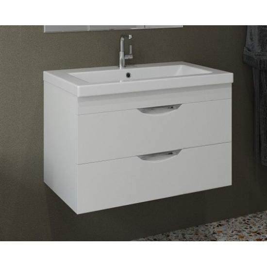 Тумба для комплекта AURA Техно 80-2 пд подвесная, белая