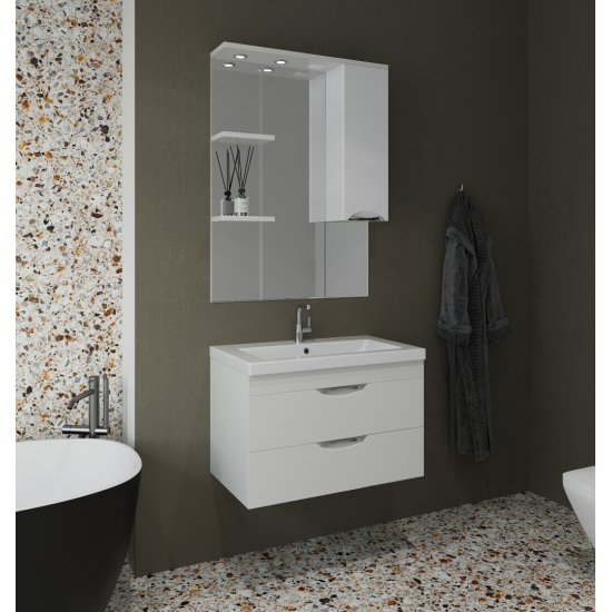 Тумба для комплекта AURA Техно 80-2 пд подвесная, белая