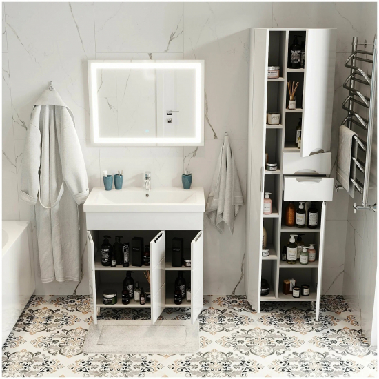 Тумба для комплекта AURA Техно 80 напольная, белая