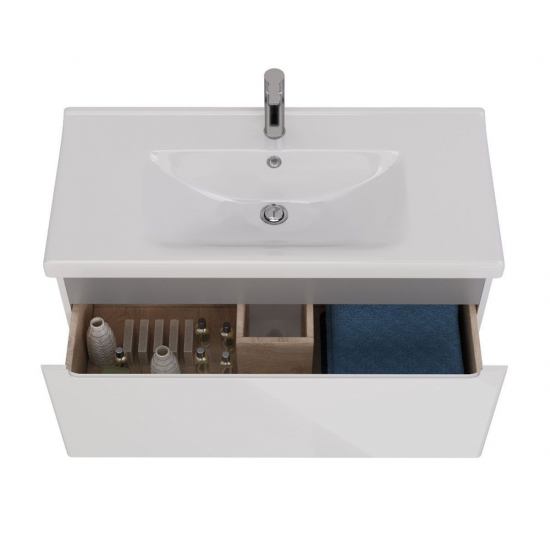 Тумба для комплекта LEMARK Buno mini 100 подвесная, 1 ящик, белая, под раковину Гармония 100