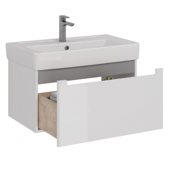 Тумба для комплекта LEMARK Buno mini 80 подвесная, 1 ящик, белая, под раковину Q80