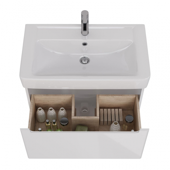 Тумба для комплекта LEMARK Buno mini 80 подвесная, 1 ящик, белая, под раковину Q80