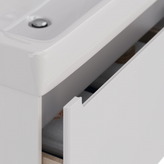 Тумба для комплекта LEMARK Buno mini 80 подвесная, 1 ящик, белая, под раковину Q80