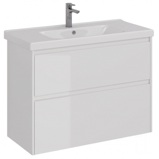 Тумба для комплекта LEMARK Combi 100, 2 ящика, белый глянец, под раковину Гармония 100