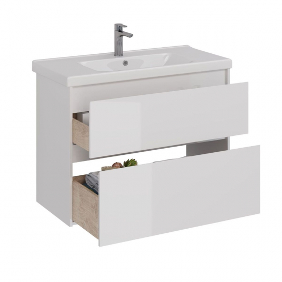 Тумба для комплекта LEMARK Combi 100, 2 ящика, белый глянец, под раковину Гармония 100