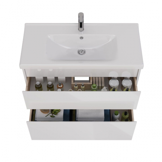 Тумба для комплекта LEMARK Combi 100, 2 ящика, белый глянец, под раковину Гармония 100