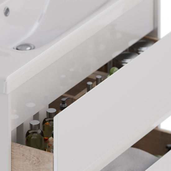 Тумба для комплекта LEMARK Combi 100, 2 ящика, белый глянец, под раковину Гармония 100