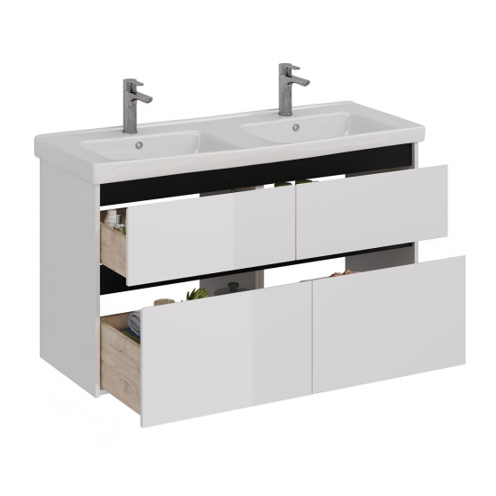 Тумба для комплекта LEMARK Combi 125, 4 ящика, белая, под раковину Гармония 125