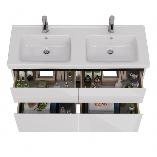 Тумба для комплекта LEMARK Combi 125, 4 ящика, белая, под раковину Гармония 125