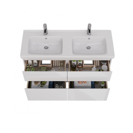 Тумба для комплекта LEMARK Combi 125, 4 ящика, белый глянец, под раковину Гармония 125