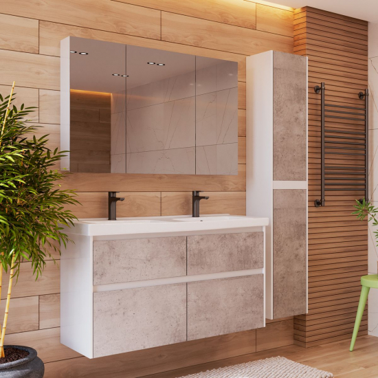 Тумба для комплекта LEMARK Combi 125, 4 ящика, бетон, под раковину Гармония 125