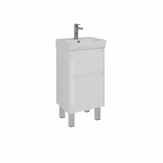 Тумба для комплекта LEMARK Combi 45, 2 ящика, белый глянец, под раковину Neon 45