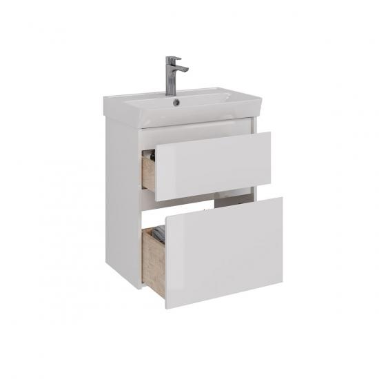 Тумба для комплекта LEMARK Combi 60, 2 ящика, белый глянец, под раковину Neon 60