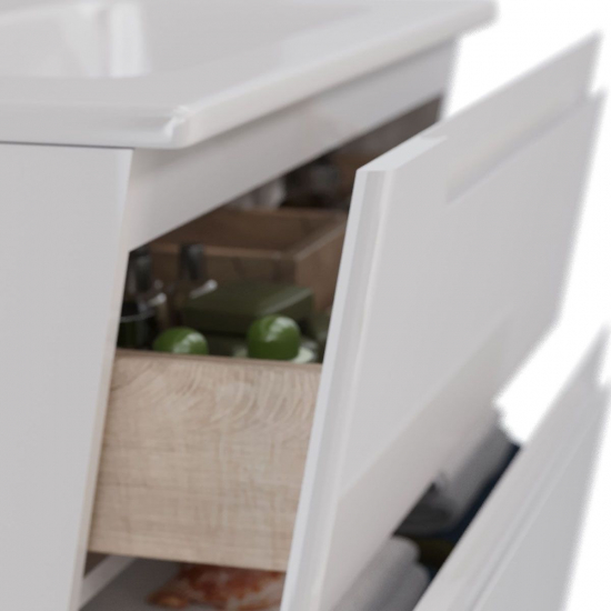 Тумба для комплекта LEMARK Miano 100 подвесная, 2 ящика, белая, под раковину Эйфория 100